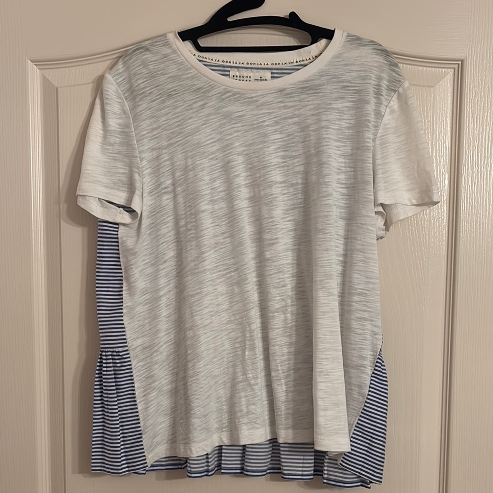 Kate Spade Broome Street Cream and Blue Top